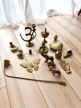 Vintage Brass Home Wall Decor Accents - Gold Tones